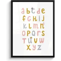 PosterMonkey Poster in lijst - Fotolijst 50x70 cm - Posters - Alfabet - Roze - Letters leren voor kinderen - Posterlijst zwart - Kamer decoratie - Wanddecoratie kinderkamer - Muurdecoratie babykamer