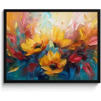 PosterMonkey Poster in lijst - Fotolijst 70x50 cm - Posters - Bloemen - Zonnebloemen - Kunst - Geel - Posterlijst zwart - Decoratie - Wanddecoratie woonkamer - Muurdecoratie slaapkamer