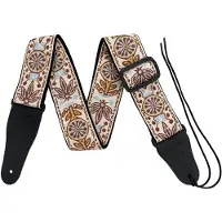 P&P - Professionele Verstelbare Stevige Gitaarband - Guitar strap Band - Luxe Gitaarriem - Bas/Elektrische /Akoestische/ Klassieke Gitaar - Geborduurd Wit-Geel