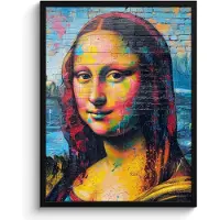 PosterMonkey Poster in lijst - Fotolijst 50x70 cm - Posters - Graffiti - Mona Lisa - Streetart - Da Vinci - Posterlijst zwart - Decoratie - Wanddecoratie woonkamer - Muurdecoratie slaapkamer