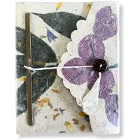 Ancient Wisdom - Notitieboek - Mini Lokta notitieboekje gemengd blauw katoen 12x8cm - handgemaakt - blanco pagina's - cadeau - reisdagboek - notitieboek - klein - papier