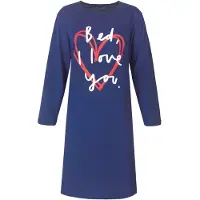 Temptation Dames Big Shirt - Tekstprint op de borst - Donker Blauw - Maat L