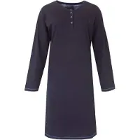 Irresistible Dames Nachthemd - Lange Mouwen - Katoen - Indigo Blauw - Maat L