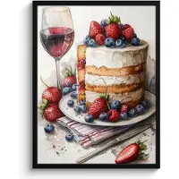 PosterMonkey Fotolijst inclusief poster - Posterlijst 50x70 cm - Posters - Taart - Fruit - Wijn - Eten - Stilleven - Foto in lijst - Keuken decoratie muur - Wanddecoratie accessoires - Muurdecoratie - Schilderijen