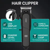 VGR Professionele Draadloze Tondeuse voor Mannen – V-118 – Barber Hair Clipper – LED Display – 6 Opzetkammen – 2000mAh