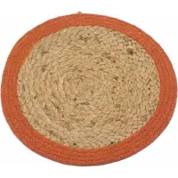 Joy of Balance 4x Natuurlijke Placemat - Jute & Katoen 30cm - Oranje Rand