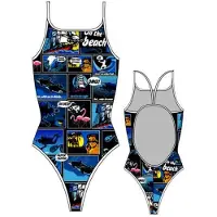 Turbo New Comic Swimsuit Blauw S Vrouw