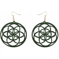 Charme Bijoux Zilveren oorhangers-groen- hout rond - 5.5 cm -