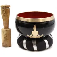 Ancient Wisdom Boeddha klankschalenset - Zwart/Oranje 10,7 cm