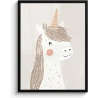 PosterMonkey Poster in lijst - Fotolijst 50x70 cm - Posters - Eenhoorn - Pastel kleuren - Unicorn - Posterlijst zwart - Kamer decoratie - Wanddecoratie kinderkamer - Muurdecoratie babykamer