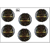 Wefiesta 6x Luxe Folieballon Hartelijk gefeliciteerd(45 cm) - NIET geleverd met helium -Thema feest land festival party fun folie ballon