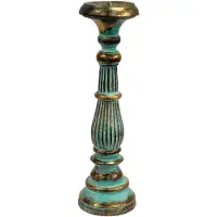 WGifts Vintage Kandelaar - Turquoise & Goud- Kaars Houder - 40cm Hoog