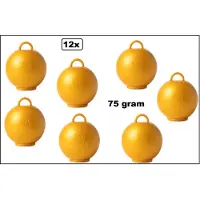 Wefiesta 12x Ballon gewicht Kettlebell goud - 75 gram - Tafeldecoratie thema feest ballon party festival