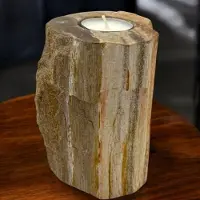 Ancient Wisdom - Waxinelichtjeshouder - Boeddha-hand van versteend hout multicolor 13x9 cm - kaarsenhouder - wierookhouder - meditatie - interieurdecoratie - mindfulness - decoratie