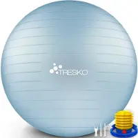 Tresko anti-burst gymnastiekbal 55 cm 65 cm 75 cm 85 cm | zitbal | yogabal | 300 kg | met luchtpomp (hemelsblauw, 75 cm, geschikt voor een lengte van 175 tot 185 cm)