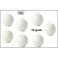 Wefiesta 12x Ballon gewicht Kettlebell wit - 75 gram - Tafeldecoratie thema feest ballon party festival