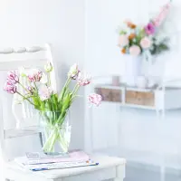 Viana Tulpen kunst papegaai tulpen paars boeket met 5 bloemen 40cm