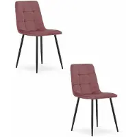 Leobert Set van 2 Eetkamerstoelen KARA Donkerroze – Velvet Bekleding, Ergonomisch Design, Zwarte Metalen Poten, Comfortabele Zitting, Max. 120 kg