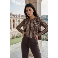 MI PIACE - Travel Jacket Boho Print Espresso 202662 - Maat : L