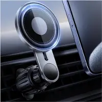 BOG MagSafe Autohouder Met Glazen Plaat - Magnetische Telefoonhouder Met 20x N52 Magneten - Ventilatierooster Clip - Voor iPhone 15-14-13-12 En Andere Met Metalen Ring