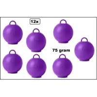 Wefiesta 12x Ballon gewicht Kettlebell paars - 75 gram - Tafeldecoratie thema feest ballon party festival