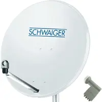 Schwaiger SAT-systeem 80 cm 4 deelnemers Quad LNB (met schakelaar) Lichtgrijs (Parabolische antenne, DVB-S / -S2), SAT Spiegels + SAT Antennes, Grijs