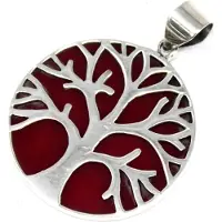 Ancient Wisdom - Hanger - Levensboom zilveren hanger 30 mm multicolor - edelsteen - ketting - wichelroede - radiësthesie - pendel