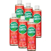 Happy Earth Bundel Douchegel Floral Patchouli - 100% Natuurlijk - Microplasticvrij - Verzorgt en reinigt de huid – Zonder SLS/SLES, parabenen en nare toevoegingen - 6x300mL – Voordeelverpakking