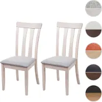 Mendler Set van 6 eetkamerstoelen HWC-G46, keukenstoel, bekleding van stof/textiel, massief hout licht frame, grijs