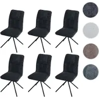 Mendler Set van 6 eetkamerstoelen HWC-N99, keukenstoelen, draaibaar met automatische terugdraaimechanisme, stof/textiel chenille (340g/m²), donkergrijs