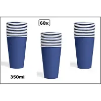 Wefiesta 60x Mega beker blauw karton 350ml - Drinken drank limonade