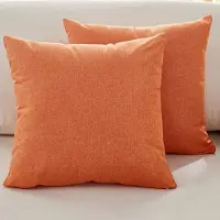 HOUSON Kussenhoezen voor banken - Set van 2 - Kussenhoezen van fijn linnen - Comfortabele sierkussenhoezen - Moderne decoratieve kussenslopen - Voor bank Woonkamer Bank Terras - 40x40cm - Oranje