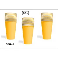 Wefiesta 60x Mega beker geel karton 350ml - Drinken drank limonade