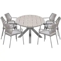 Garden Impressions Natas tuinset 7-delig taupe - Tulli tuintafel 220x115 cm - light teak vironwood