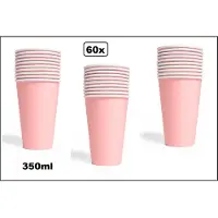Wefiesta 60x Mega beker roze karton 350ml - Drinken drank limonade