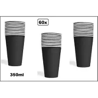 Wefiesta 60x Mega beker zwart karton 350ml - Drinken drank limonade
