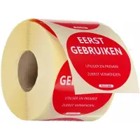 Hendi Herbruikbare voedselveiligheid stickers “Gebruik eerst” rood Ø50 mm meertalig met notitieruimte 500 per rol