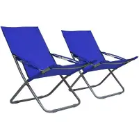 The Living Store Strandstoelen 2 st inklapbaar stof blauw - Strandstoel - Lounge Stoel - Tuinset - Buitensteun - Buitenleven