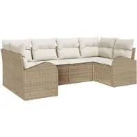 vidaXL Tuinbank Set 6 st 6-zits Beige poly rattan