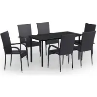vidaXL 7-delige Tuinset zwart