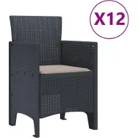 vidaXL Tuin Eettafel Set 13 st Antraciet Polt riet