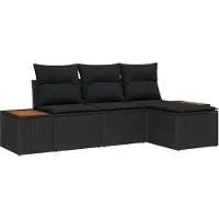 vidaXL Tuinbank Set 4 st Zwart poly rattan