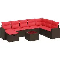 vidaXL 8-delige Loungeset met kussens poly rattan bruin
