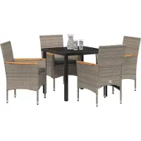 vidaXL Tuin Eettafel Set 5 st Grijs poly rattan