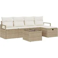 vidaXL Bankstel 6 st 5-Aantal zitplaatsen Beige en Crème poly rattan