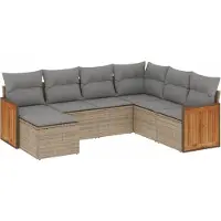 vidaXL 8-delige Loungeset met kussens poly rattan beige