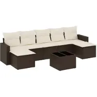 vidaXL 7-delige Loungeset met kussens poly rattan bruin
