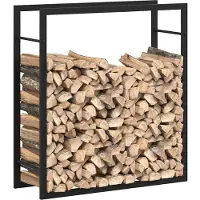 vidaXL Haardhoutrek 80x28x86 cm staal matzwart