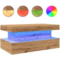 vidaXL Salontafel met LED-verlichting 90x50x40cm artisanaal eikenkleur