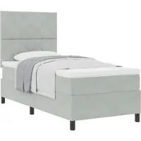 vidaXL Boxspring bed met kussen Lichtgrijs 90 x 190 cm Fluweel
